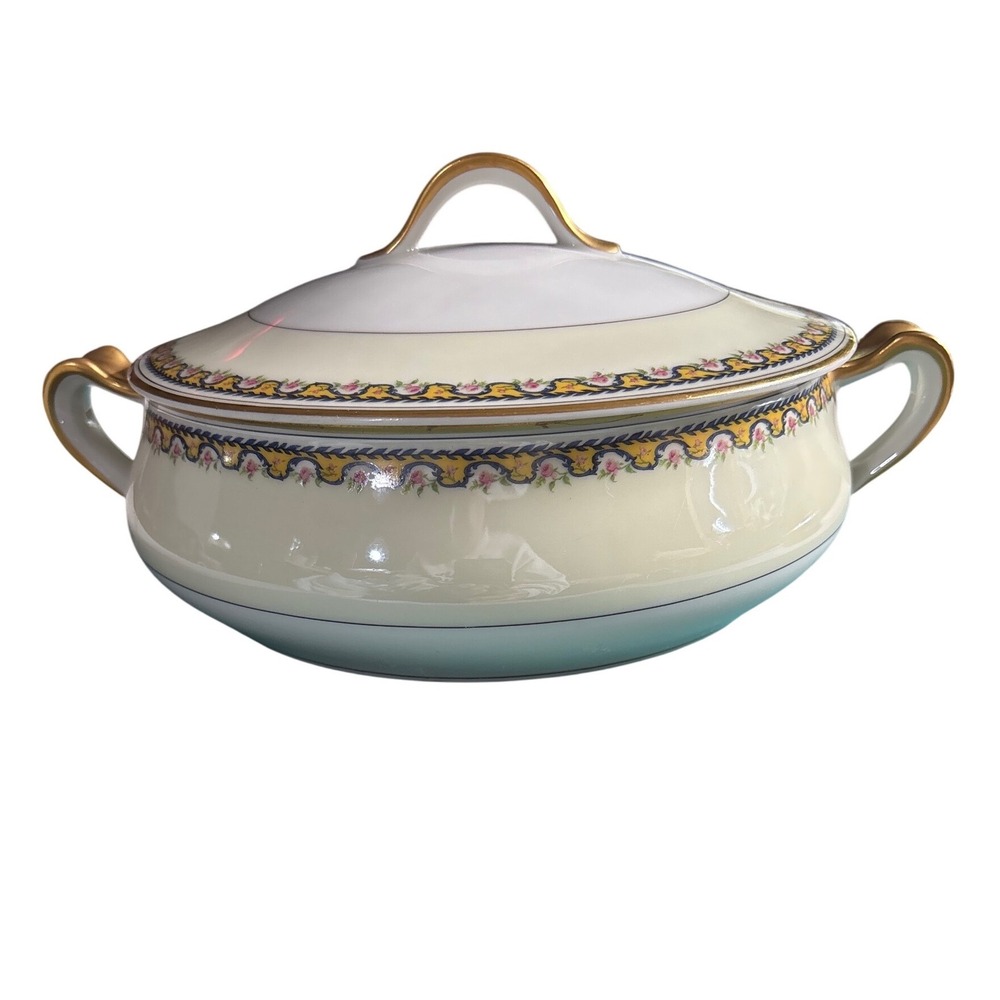 Antique Schleiger‎ 774 China Round Covered Veggie Server Haviland Limoges France
